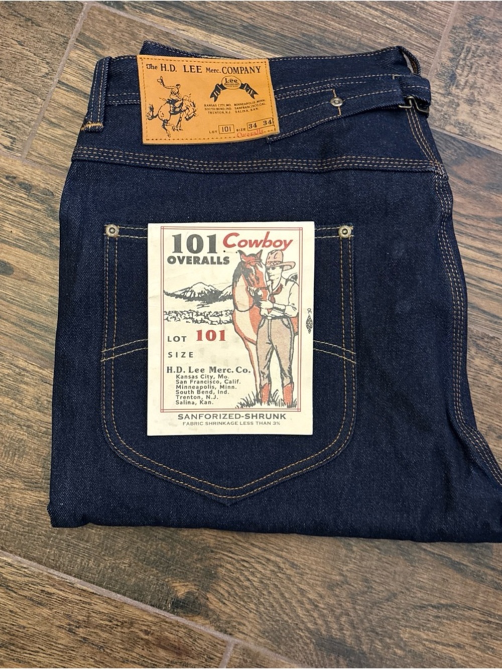 SOLD Lee 101 Cowboy Dungarees Jeans Overalls 34x34 VTG 90’s Repro NWT